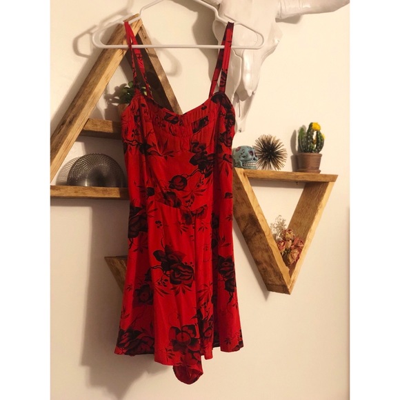 Free People Red Floral Romper - Picture 4 of 4